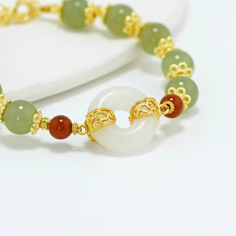 【好运】一世长安天然和田玉纯银手链女生夏isn小众设计2023年新,淘宝优惠券,粉丝福利购,淘宝优惠卷