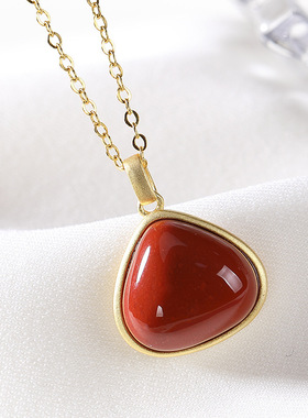 【好运】天然南红玛瑙吊坠S925纯