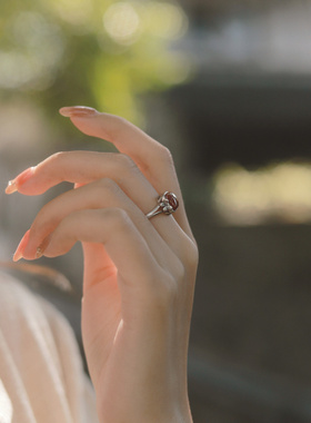 花坞春韵925纯银做旧花朵满肉南