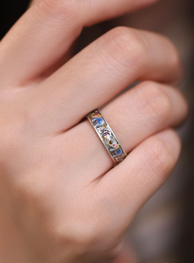 国潮景泰珐琅戒指男女士款复古民