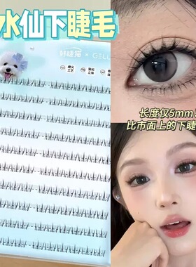 韩睫猫下睫毛免胶自粘免胶假睫毛单簇分段免卸自然透明细梗漫画眼