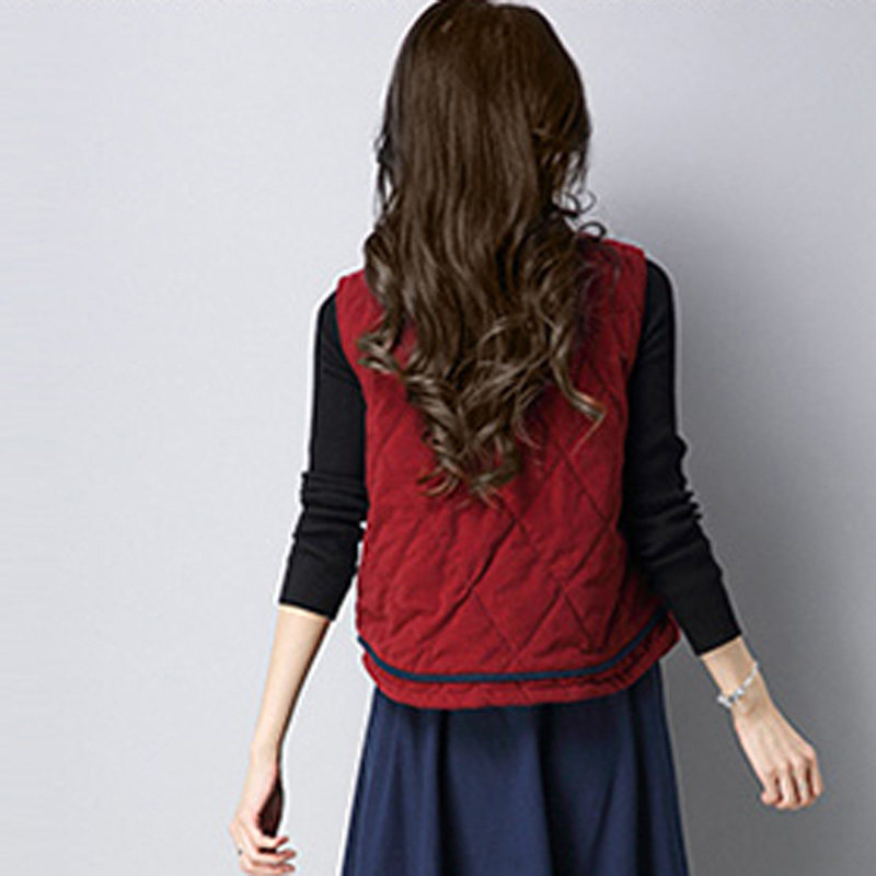 秋冬无袖显瘦大码装夹棉复古马甲 媚娇兰大码女装