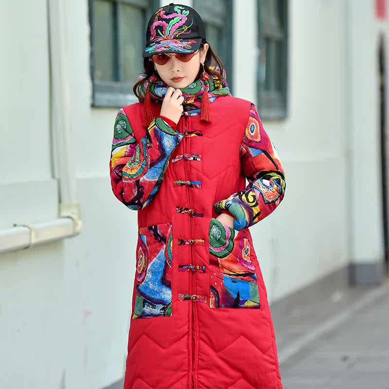 媚娇兰中长款复古盘扣衣外套服2020 媚娇兰棉衣/棉服