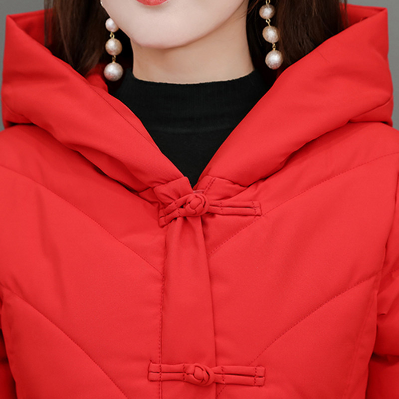 中长款冬季连帽刺绣大码装棉服 媚娇兰大码女装