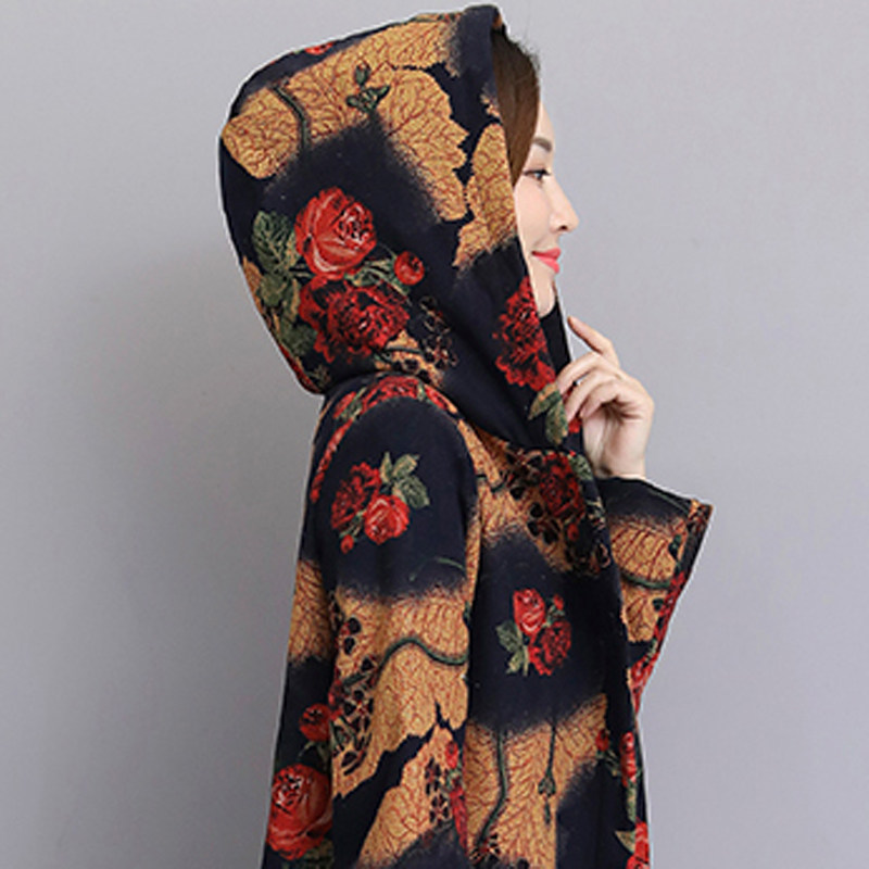 大码女装碎花色民族风加绒加厚棉衣 媚娇兰大码女装