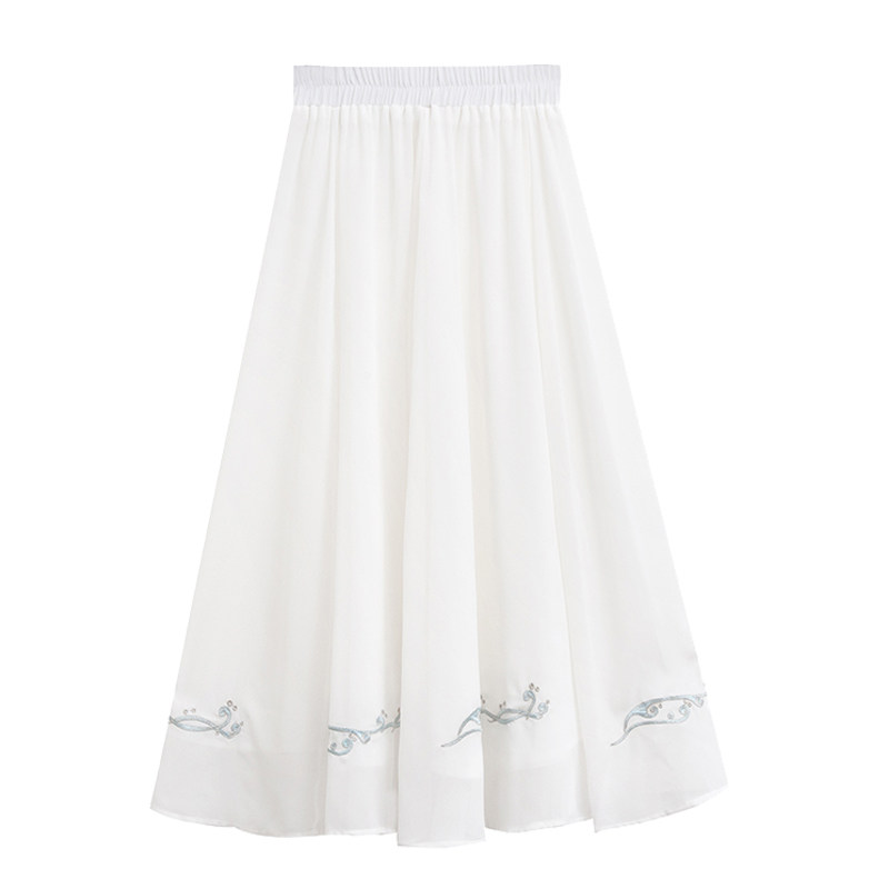 2019新款夏棉麻短袖t恤雪纺半身裙 媚娇兰连衣裙