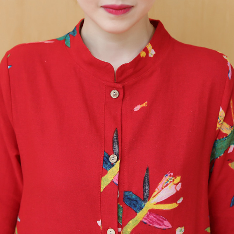 大码女装春秋碎花棉麻复古连衣裙 媚娇兰大码女装