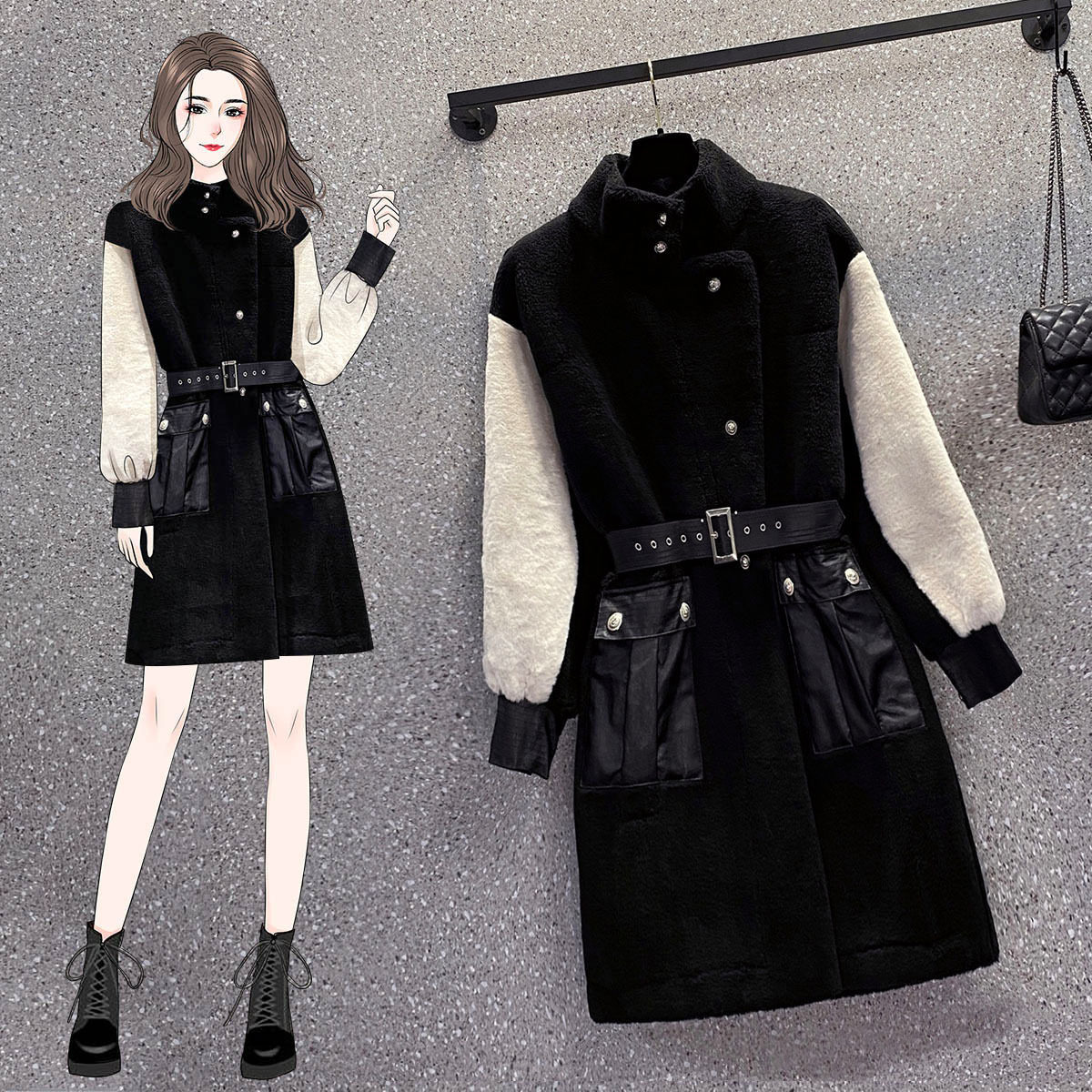 媚娇兰2021冬季新款中长款搭配大衣 媚娇兰毛呢外套