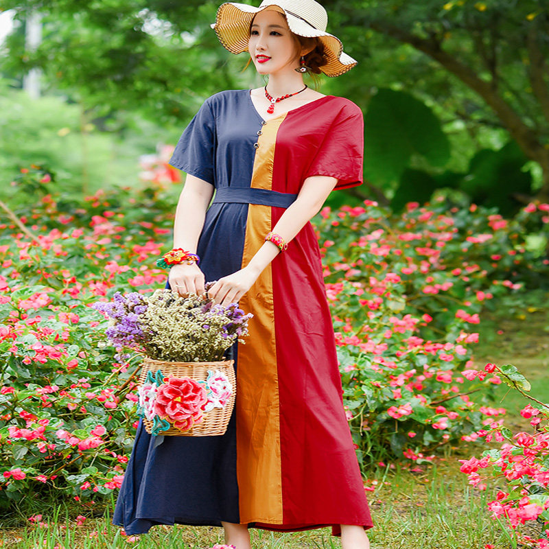 中国风大码女装短袖气质2020连衣裙 媚娇兰大码女装