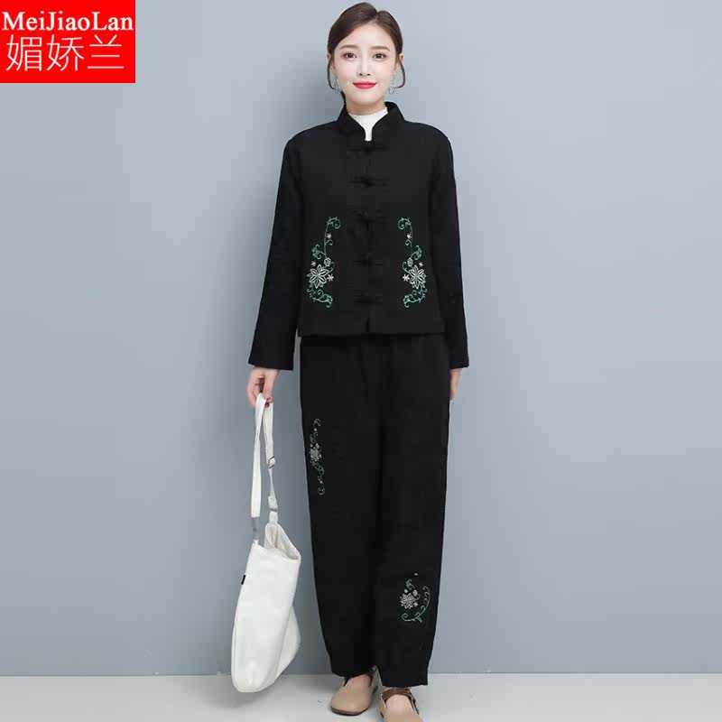 大码女装2019秋冬民族风宽松阔腿裤 媚娇兰大码女装