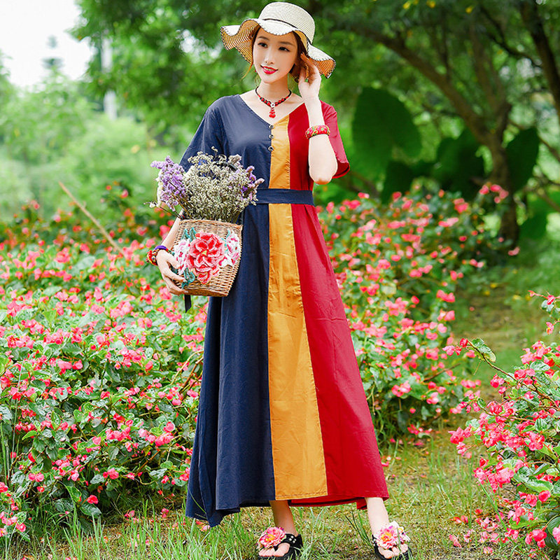 中国风大码女装短袖气质2020连衣裙 媚娇兰大码女装