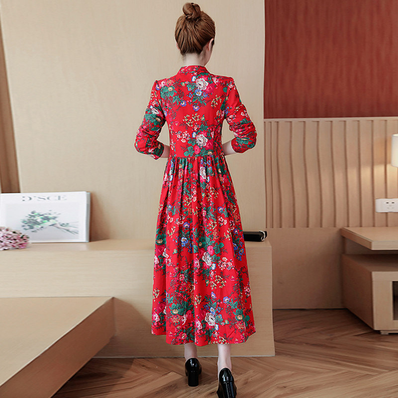 民族风碎花裙子女装遮肚 媚娇兰连衣裙