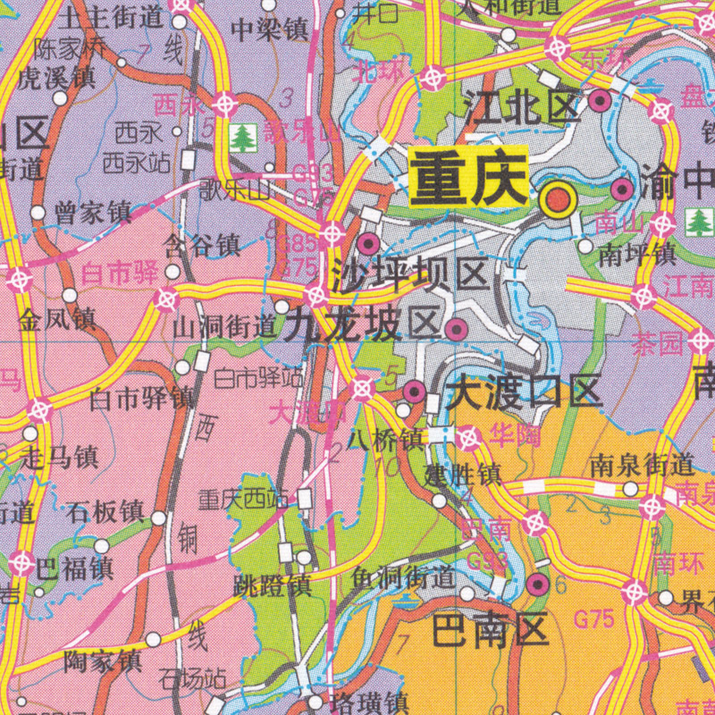 重庆市地图 2024新版 高清印刷 折叠便携 城市交通路线行政区划分 约106*75厘米 星球地图出版社 正版新版 - 图2