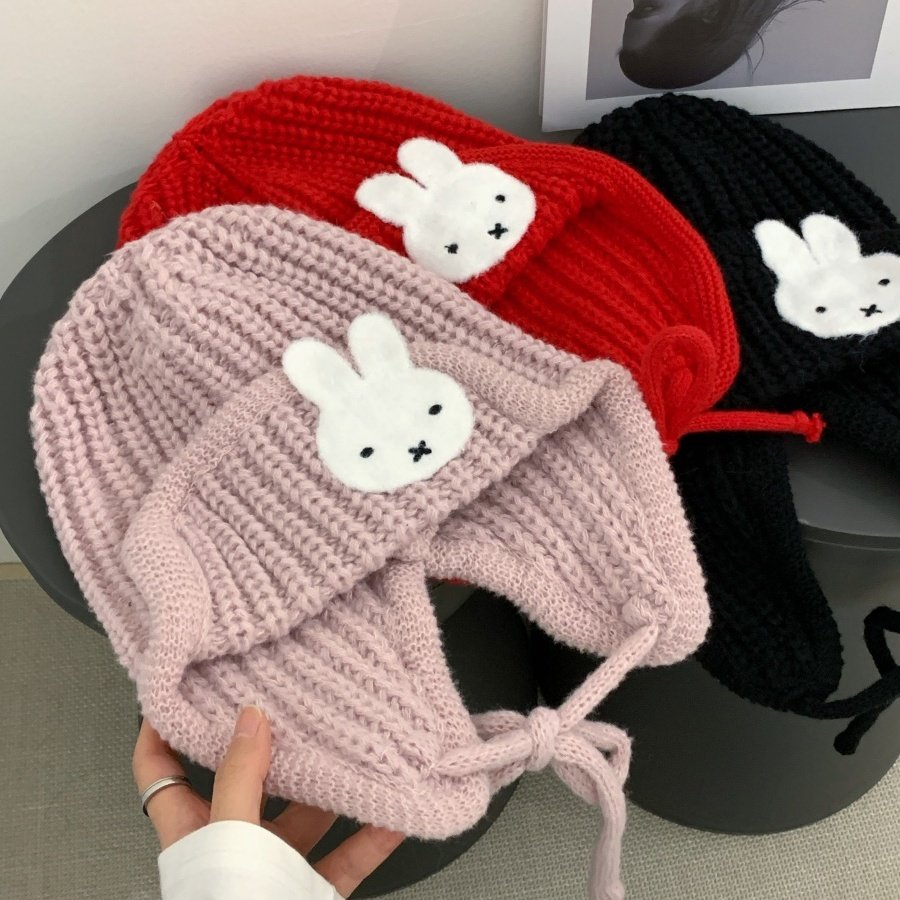 红色米菲兔针织毛线帽女生冬保暖飞行员帽子防寒护耳显脸小雷锋帽,淘宝优惠券,粉丝福利购,淘宝优惠卷