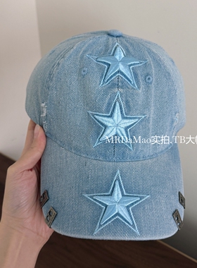 复古五角星立体刺绣牛仔棒球帽