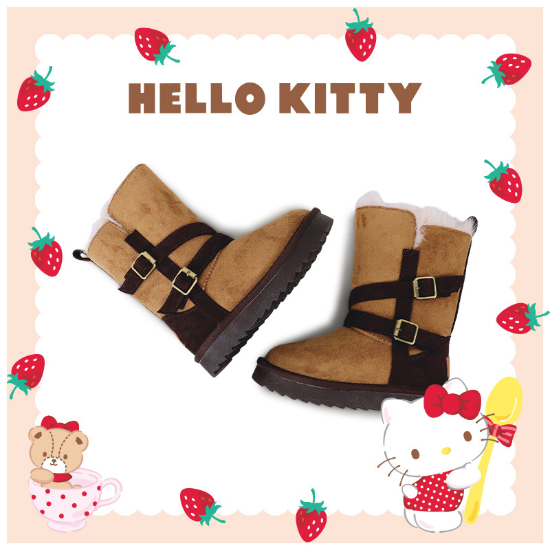 HELLO KITTY儿童雪地靴麂皮厚底靴子女童冬季加绒保暖棉靴,淘宝优惠券,粉丝福利购,淘宝优惠卷