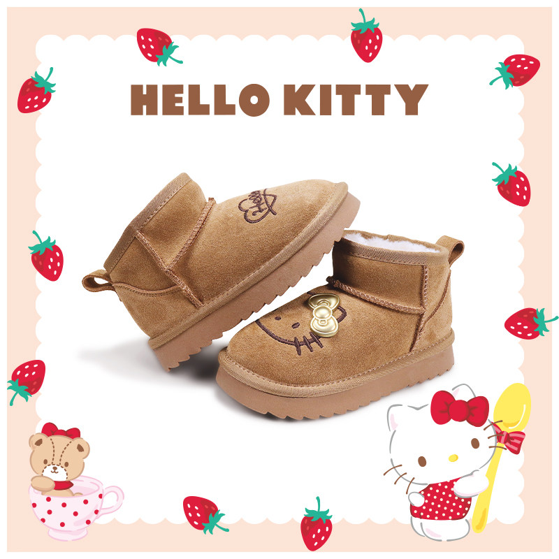 HELLO KITTY女童雪地靴加绒保暖2025冬季防滑卡通可爱冬季棉鞋,淘宝优惠券,粉丝福利购,淘宝优惠卷