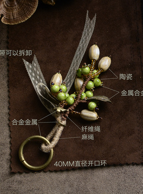 绿枣景德镇陶瓷山果包包挂件