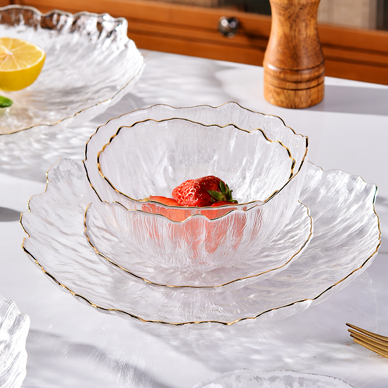 金边玻璃碗沙拉碗水果碗家用高颜值酸奶碗个人专用透明餐具冰粉碗 - 图3