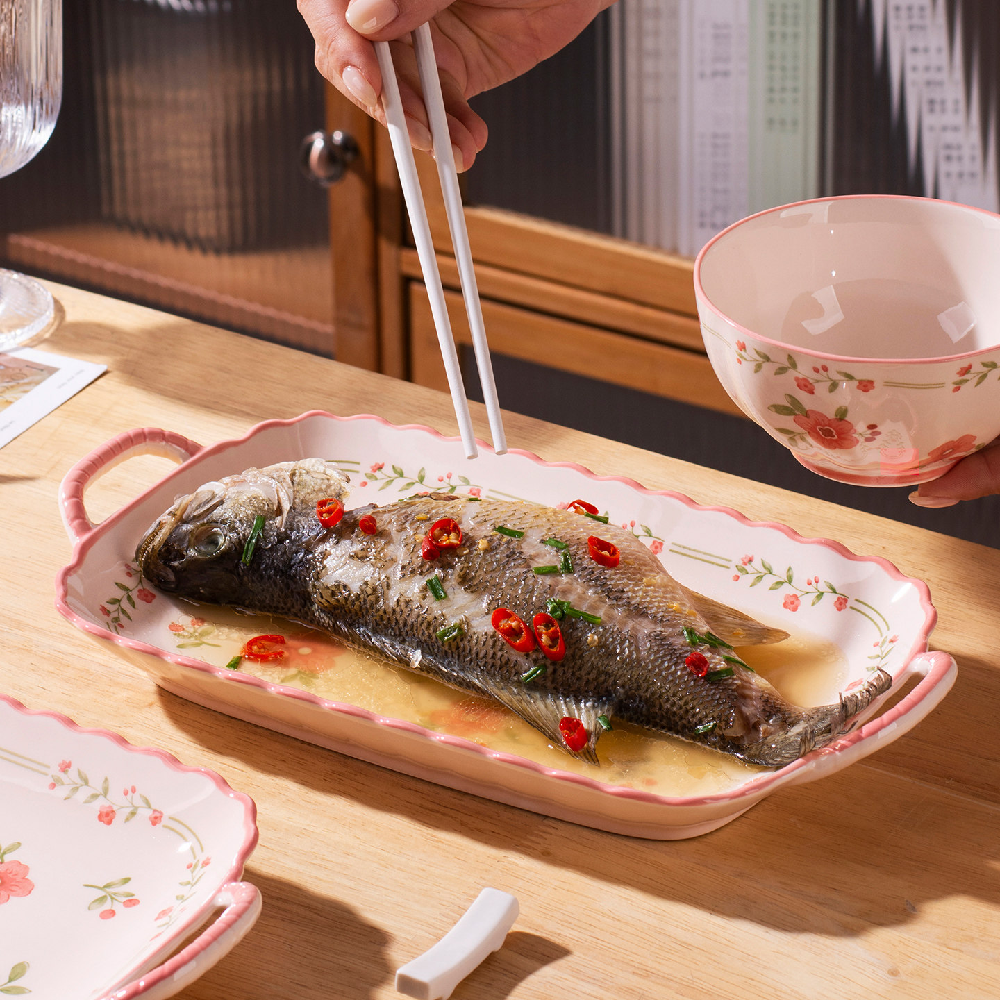 双耳鱼盘家用2025新款高级感陶瓷大号菜盘子蒸鱼盘子装鱼碟子餐具,淘宝优惠券,粉丝福利购,淘宝优惠卷