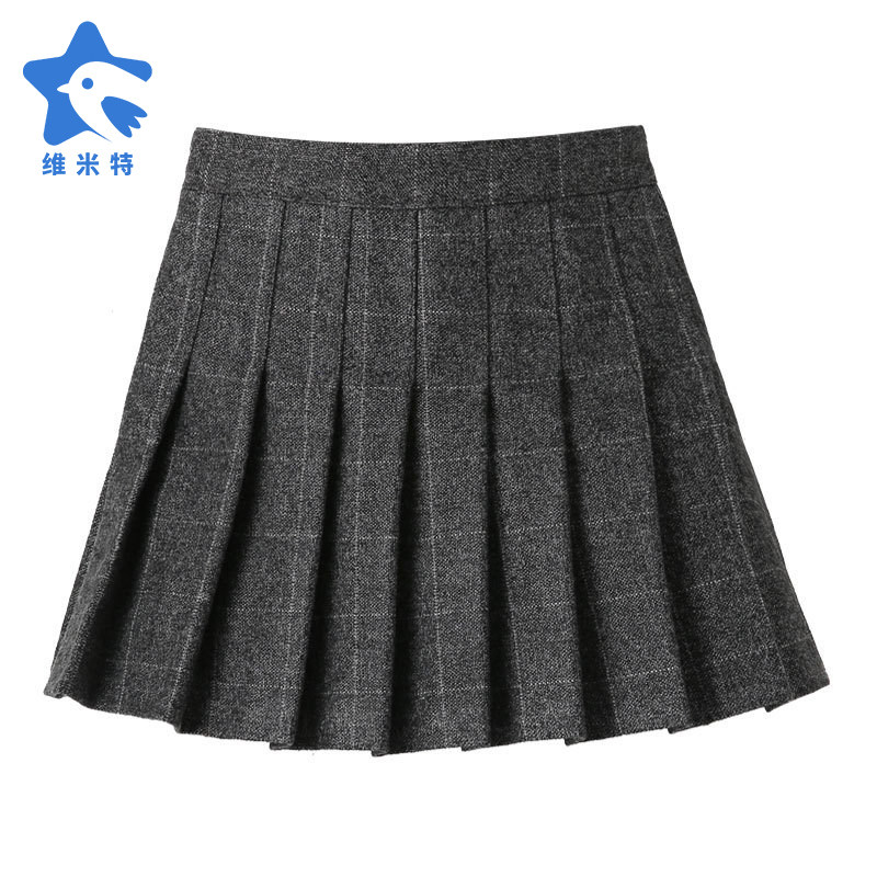 女童短裙半身裙秋冬新款童装中大童格子半裙洋气儿童毛呢百褶裙潮,淘宝优惠券,粉丝福利购,淘宝优惠卷