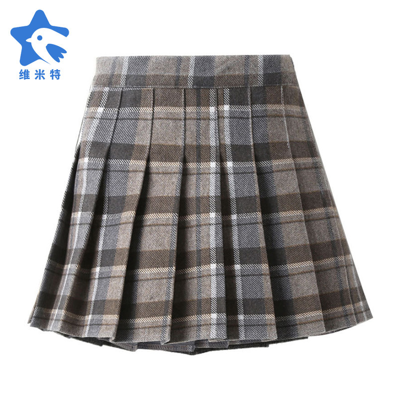 女童短裙半身裙秋冬新款童装中大童格子半裙洋气儿童毛呢百褶裙潮,淘宝优惠券,粉丝福利购,淘宝优惠卷