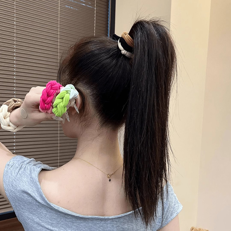 彩色编织发圈2025新款女童多巴胺蝴蝶结发绳儿童扎马尾不伤发头绳