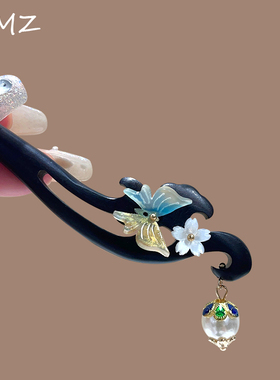 古风黑檀木手工发簪女盘发神器新中式发叉古装汉服丸子头簪子发饰