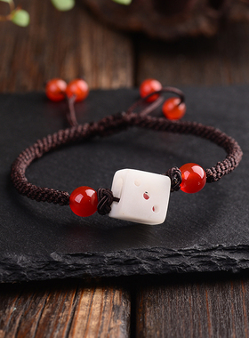 红豆筛子玛瑙情侣款本命年手链
