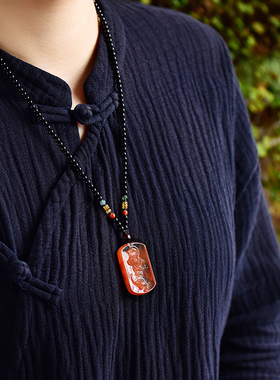 原色俏色红兔毛水晶吊坠连年有余