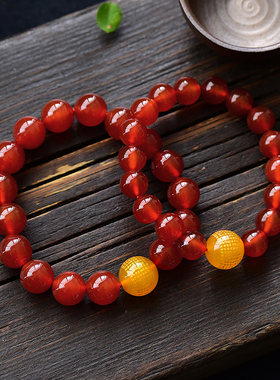 红玛瑙波罗蜜心经手链佛珠饰品