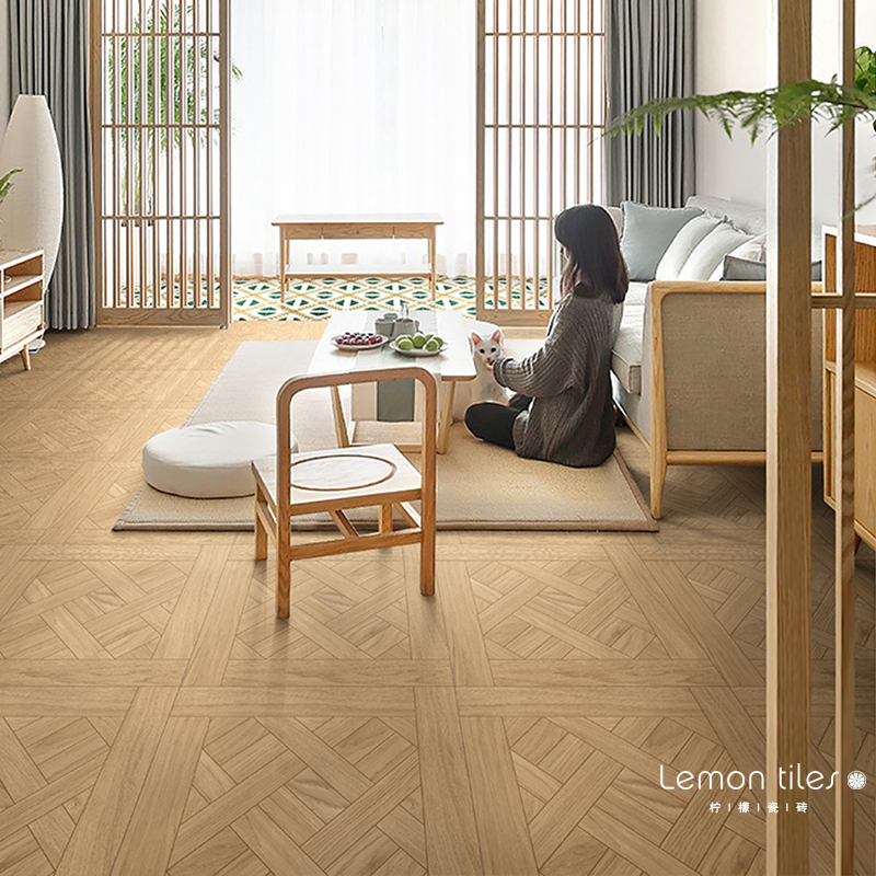 凡尔赛复古拼花木纹砖600x600 法式客厅地砖中古风仿实木地板瓷砖