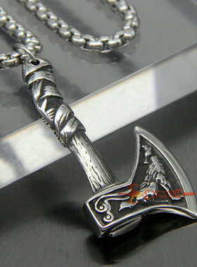 不锈钢海盗维京斧头项链吊坠霸气