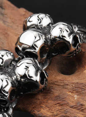 欧美朋克风钛钢男士骷髅头手链