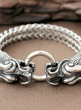 生肖复古霸气风龙头钛钢饰品手环