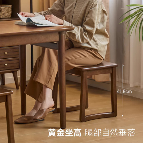 源氏木语加兰实木茶凳新中式客厅方凳换鞋凳家用餐凳卧室化妆凳 - 图1