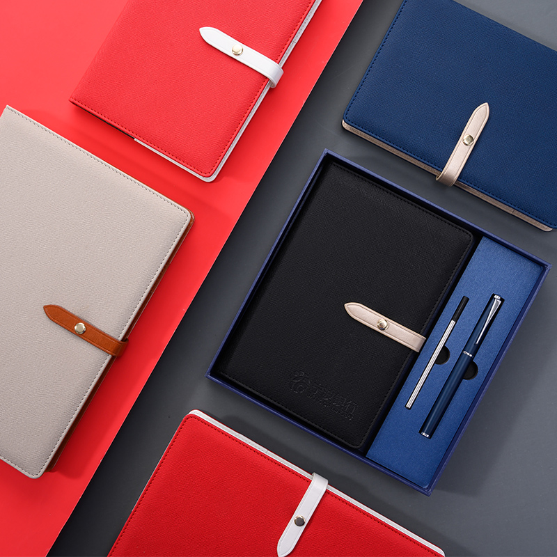 Bimao A5 notebook, business notepad, B5 work meeting record diary, ultra-thick thickened leather study diary, simple and exquisite gift box set, enterprise customizable printable LOGO