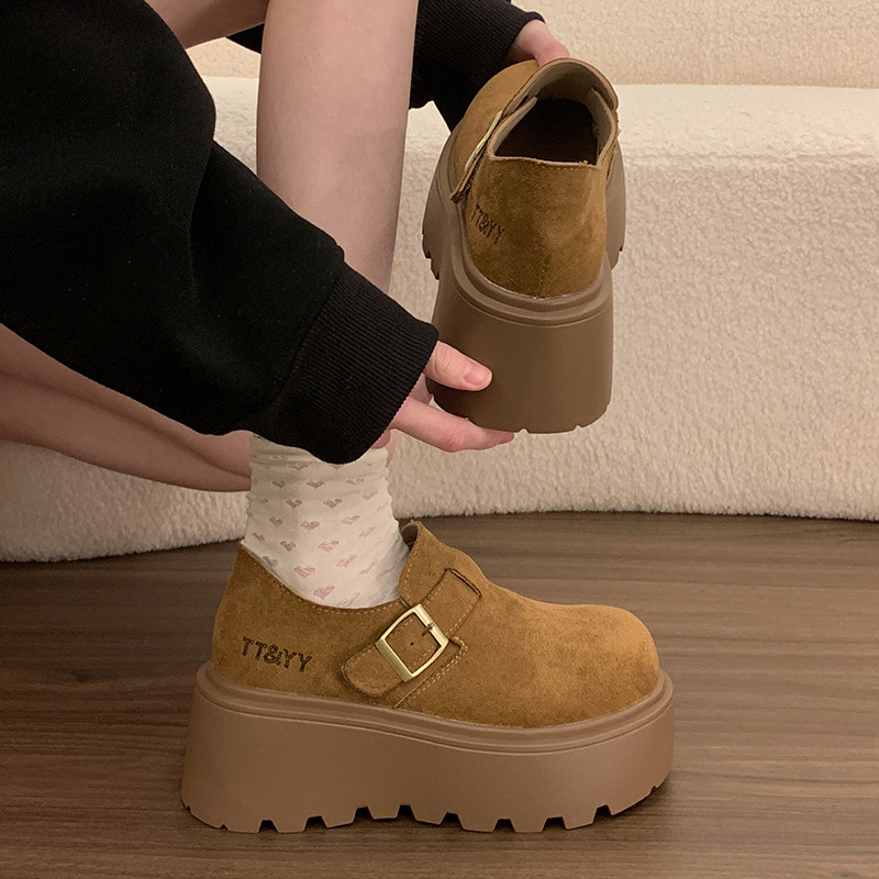 啄木鸟厚底增高勃肯鞋女2025新款春秋小个子复古一脚蹬乐福鞋单鞋,淘宝优惠券,粉丝福利购,淘宝优惠卷