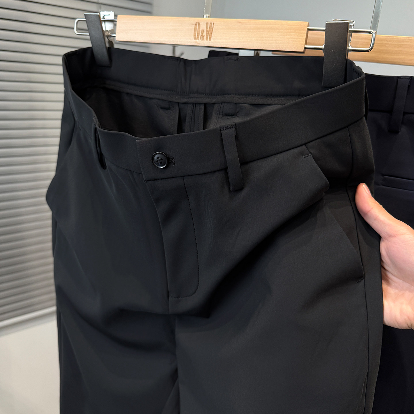 锦氨四面弹力商务休闲裤男款秋冬季中年男直筒长裤子加绒加厚西裤 - 图0