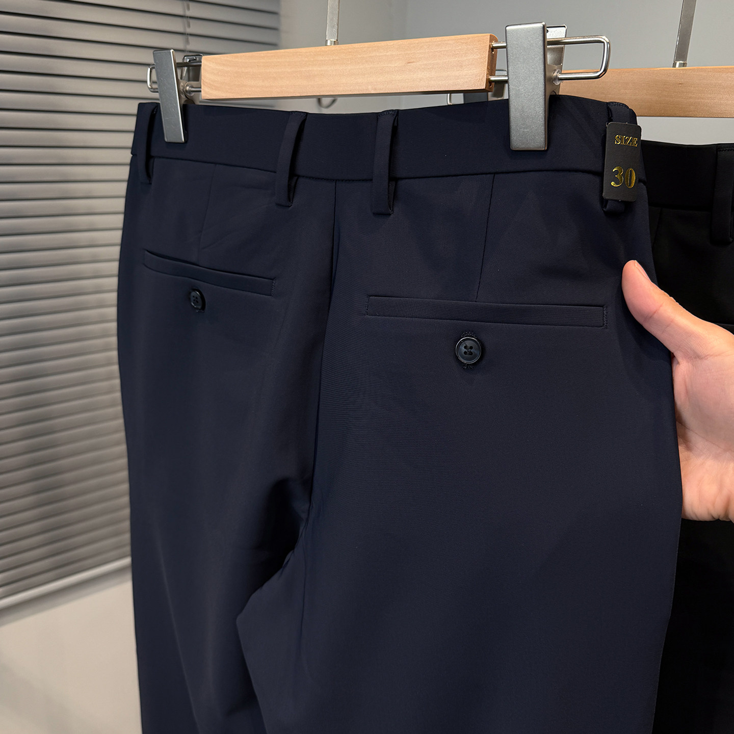 锦氨四面弹力商务休闲裤男款秋冬季中年男直筒长裤子加绒加厚西裤 - 图3