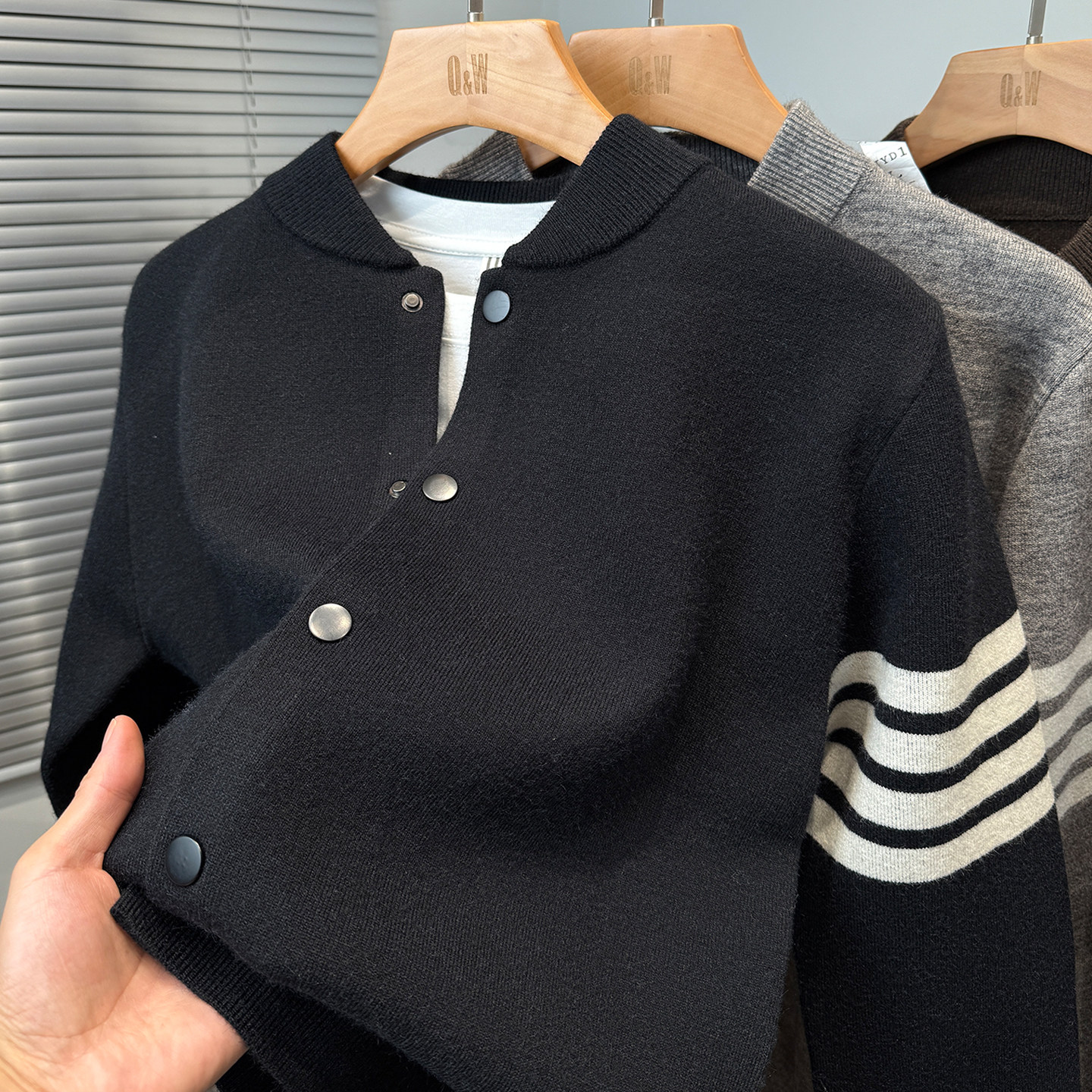 品牌棒球领开衫男针织衫秋冬季加厚毛衣外套男装tb韩版休闲外搭潮,淘宝优惠券,粉丝福利购,淘宝优惠卷