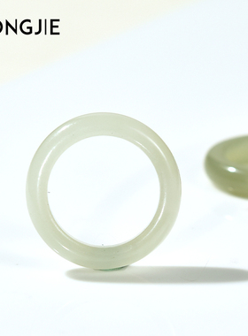 宏杰和田玉冰晴水玉石戒指