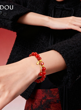 阿吉豆手链红玛瑙手串女款本命年
