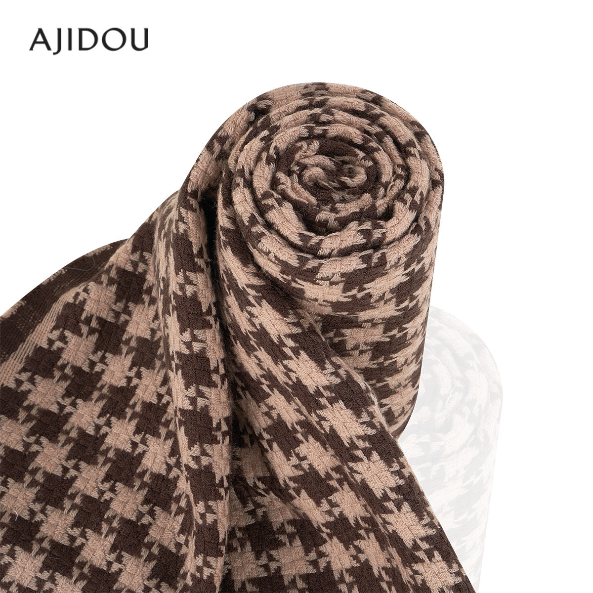 AJIDOU阿吉豆配饰女时尚柔软丝巾加厚保暖优雅围巾护颈千鸟格围巾,淘宝优惠券,粉丝福利购,淘宝优惠卷