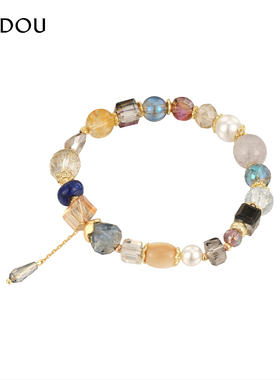 阿吉豆手链女款璀璨水晶珍珠手环