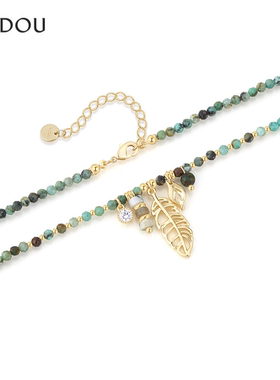 阿吉豆项链女时尚绿松石合金吊坠