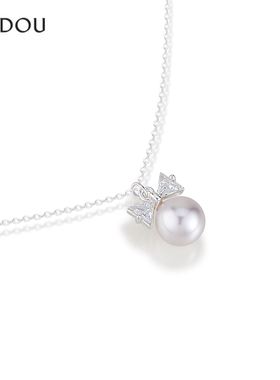 阿吉豆项链时尚仿珍珠蝴蝶结吊坠