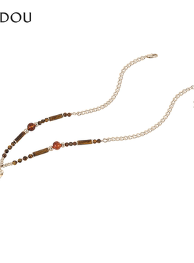 AJIDOU阿吉豆项链女棕豹猎影系列时尚款玛瑙专柜同款锁骨链颈链