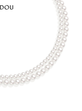 阿吉豆项链女款双层叠戴珍珠项链