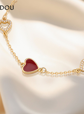 阿吉豆项链女款天然水晶爱心吊坠